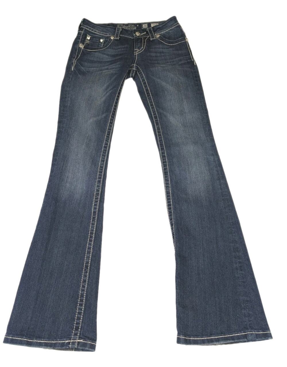 Miss Me Bootcut Embellished Floral Low Rise Jeans Women's 26 Inseam 32